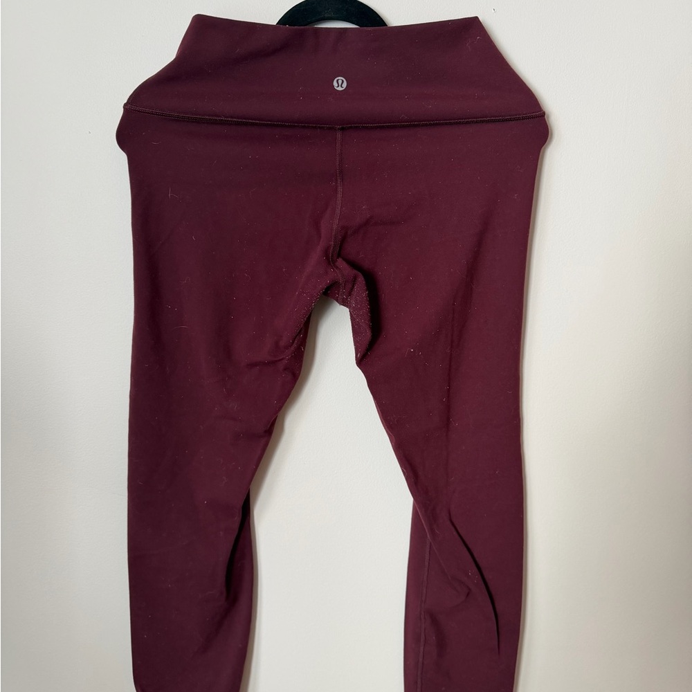 Lululemon Align Crop Leggings Size 10 Burgundy High Rise Yoga Pants - Picture 4 of 5
